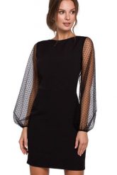 Sukienka elegancka wieczorowa z bufiastymi rękawami z siateczki czarna. Czarne sukienki damskie Sukienki.shop, na wesele, xxl, bez wzorów, eleganckie, bez kołnierzyka, bez ramiączek, mini, dopasowane. Za 229.00 zł.