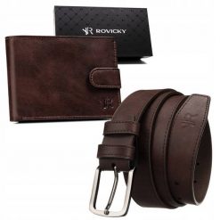 Zestaw prezentowy Rovicky R-N003L-110-PU04 brązowy. Brązowe paski damskie ROVICKY, bez wzorów, z jeansu, eleganckie. Za 64.00 zł.
