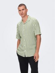 Only & Sons Koszula 22013267 Zielony Regular Fit. Zielone koszule męskie Only & Sons, m, bez wzorów, z wiskozy, bez kołnierzyka, bez ramiączek. Za 139.99 zł.