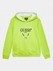 Guess Bluza L3YQ04 KAD73 Zielony Regular Fit. Zielone bluzy dla chłopców Guess, z aplikacjami, z bawełny, bez ramiączek, bez kaptura. Za 469.99 zł.
