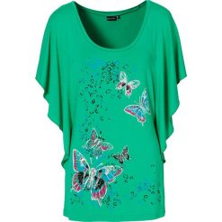Shirt z rękawami kimonowymi bonprix szmaragdowy z nadrukiem. Bluzki damskie bonprix. Za 54.99 zł.