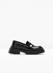 Półbuty loafersy chunky. Fioletowe czółenka damskie bonprix, bez wzorów, bez obcasa, bez zapięcia. Za 84.99 zł.