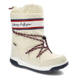 Białe Śniegowce Tommy Hilfiger Damskie Buty. Białe kozaki damskie Tommy Hilfiger, ze skóry ekologicznej. Za 429.00 zł.