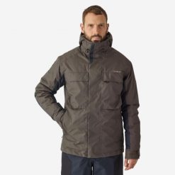 Kurtka wędkarska Caperlan 500 thermo wodoodporna. Brązowe kurtki męskie CAPERLAN, l, bez wzorów, z materiału, bez kaptura. Za 279.99 zł.