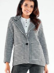 Kurtka Damska Model A545 Houndstooth - awama. Kurtki damskie Awama, na wiosnę, l, bez wzorów, bez kaptura. Za 430.17 zł.