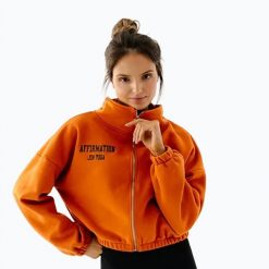 Bluza polarowa damska JoyInMe Zip Flow Sweatshirt. Brązowe bluzy damskie Joy in me, bez wzorów, z bawełny, bez kaptura. Za 439.99 zł.