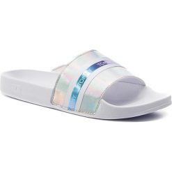 Klapki TOMMY HILFIGER - Pool Slide Shiny Iridescent FW0FW04086 White 100. Szare klapki damskie Tommy Hilfiger, bez wzorów, z materiału, bez obcasa, bez zapięcia. Za 179.00 zł.