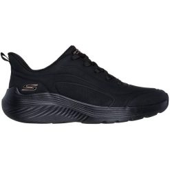 Buty sportowe damskie Skechers Bobs Squad Waves jus. Czarne obuwie sportowe damskie Skechers, bez wzorów. W wyprzedaży za 290.00 zł.