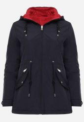 Granatowo-Czerwona Przejściowa Kurtka Dwustronna o Kroju Parki z Pikowaniem Wewnątrz Zidelle. Niebieskie kurtki damskie Born2be, l, bez wzorów, z jeansu, z kapturem. Za 109.99 zł.