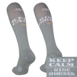 Skarpetki jeździeckie damskie Ride Horses szare. Szare skarpety damskie COMODO, bez wzorów, z bawełny. Za 29.99 zł.