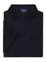 Czarna męska bawełniana koszulka polo - KP30. Czarne koszulki polo męskie m, bez wzorów, z bawełny, biznesowe, bez ramiączek. W wyprzedaży za 148.50 zł.