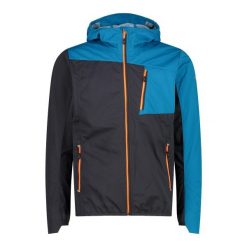Kurtka przeciwdeszczowa z kapturem CMP. Niebieskie kurtki męskie CMP, bez wzorów, z softshellu, eleganckie, z kapturem. Za 423.70 zł.