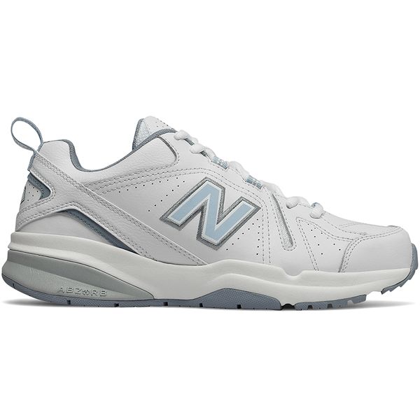 Buty damskie New Balance WX608WB5 – białe. Białe obuwie sportowe damskie New Balance, bez wzorów, z materiału. Za 349.99 zł.