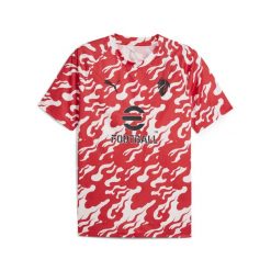 Męska koszulka przedmeczowa AC Milan PUMA White For All Time Red. Białe koszulki sportowe męskie Puma, m, bez wzorów, bez kołnierzyka, bez ramiączek, do piłki nożnej. Za 289.00 zł.