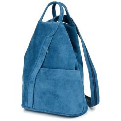 Niebieski Vera Pelle Włoski Plecak Skórzany Damski Mały T53. Niebieskie plecaki damskie Vera Pelle, bez wzorów, ze skóry, eleganckie. Za 179.99 zł.