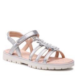 Sandały Geox. Szare sandały dziewczęce Geox, bez zapięcia. Za 249.99 zł.