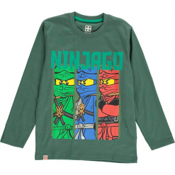 Koszulka w kolorze ciemnozielonym. Zielone t-shirty dla chłopców marki Lego Wear Fashion, z bawełny, z długim rękawem. W wyprzedaży za 35.95 zł.