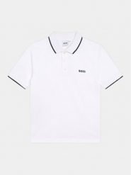Boss Polo J25P26 D Biały Regular Fit. Białe t-shirty dla chłopców Boss, bez wzorów, z bawełny, bez ramiączek. Za 179.99 zł.