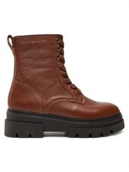 Tommy Hilfiger Trzewiki Bicolor Leather Lace-Up FW0FW08160 Brązowy. Brązowe botki damskie Tommy Hilfiger, ze skóry, bez obcasa, na płaskiej podeszwie, bez zapięcia. Za 469.99 zł.