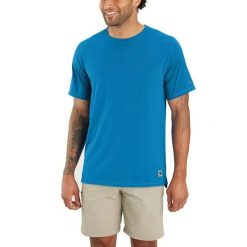 Koszulka sportowa męska Carhartt Lightweight Durable. Niebieskie koszulki sportowe męskie Carhartt, m, bez wzorów, bez kołnierzyka, bez ramiączek. Za 232.00 zł.