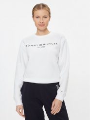 Tommy Hilfiger Bluza Logo WW0WW39791 Biały Regular Fit. Białe bluzy damskie Tommy Hilfiger, xl, bez wzorów, z syntetyku, bez kaptura. Za 379.00 zł.