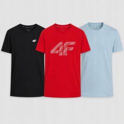 KOMPLET MĘSKI 4F ZESTAW KOSZULEK 3PAK T-SHIRT. T-shirty męskie 4f, m, bez wzorów, z bawełny, sportowe, bez kołnierzyka. Za 181.98 zł.