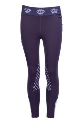 Dziewczęce legginsy jeździeckie o średniej przyczepności HKM Kids Lola. Fioletowe legginsy dla dziewczynek HKM, bez wzorów, z lycry. Za 241.00 zł.