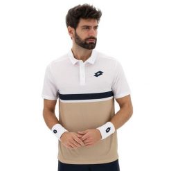 Koszulka tenisowa męska Lotto Polo Tech V-D1 Tee. Brązowe koszulki polo męskie Lotto, m, bez wzorów, bez ramiączek. Za 290.00 zł.