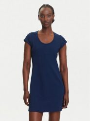 Calvin Klein Jeans Sukienka codzienna LV047C238G Granatowy Slim Fit. Niebieskie sukienki damskie Calvin Klein Jeans, na co dzień, m, bez wzorów, z jeansu, bez kołnierzyka, bez ramiączek, proste. Za 269.99 zł.
