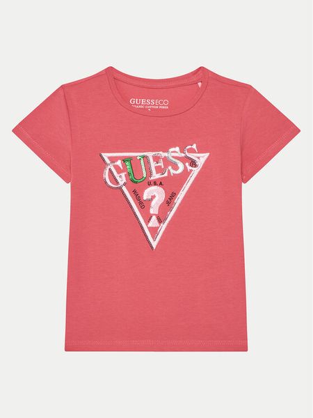 Guess T-Shirt K5RI16 K6YW4 Różowy Regular Fit. Czerwone t-shirty i topy dla dziewczynek Guess, z aplikacjami, z bawełny, bez ramiączek. Za 59.99 zł.