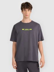 4F T-shirt oversize z nadrukiem męski 4F x Robert Lewandowski - szary L. Szare koszulki sportowe męskie 4f, l, bez wzorów, z bawełny, sportowe, bez kołnierzyka. Za 129.99 zł.