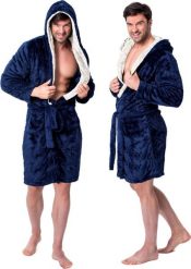 Tutumi Szlafrok męski Jordan Navy Ecru L. Niebieskie szlafroki męskie Tutumi, l, bez wzorów, bez ramiączek, bez kaptura. Za 79.00 zł.
