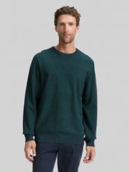 Męski Sweter Tom Tailor Structured Crewneck Knit Jasper Green Navy Twotone 1047570 38770. Niebieskie swetry przez głowę męskie Tom Tailor, m, bez wzorów, bez kołnierzyka. Za 99.99 zł.