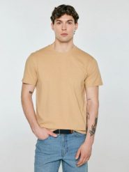 Koszulka męska z kieszonką beżowa Tomes 801. Brązowe t-shirty męskie Big Star, l, z aplikacjami, z bawełny, bez kołnierzyka. Za 99.99 zł.