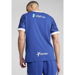 Męska koszulka domowa Al Hilal Saudi F.C. 24/25 PUMA Blue Intense White. Białe koszulki sportowe męskie Puma, l, bez wzorów, bez kołnierzyka, bez ramiączek, do piłki nożnej. Za 449.00 zł.