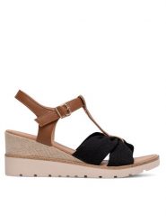 Clara Barson Sandały WS6253-06 Czarny. Czarne sandały damskie Clara Barson, bez wzorów, z materiału, bez obcasa, na koturnie, bez zapięcia. Za 119.99 zł.