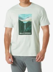 Koszulka z nadrukiem męska Helly Hansen Massif Graphic T-Shirt. Zielone t-shirty męskie Helly Hansen, l, bez wzorów, z bawełny, eleganckie, bez kołnierzyka. Za 156.45 zł.