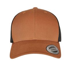 Dwukolorowa Czapka Trucker Retro. Brązowe czapki i kapelusze damskie FLEXFIT, bez wzorów, retro. Za 57.99 zł.