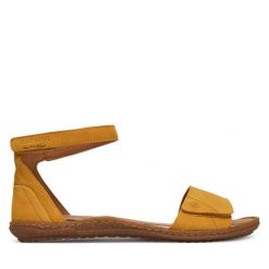 Sandały Josef Seibel. Żółte sandały damskie Josef Seibel, bez wzorów, bez obcasa, na płaskiej podeszwie, bez zapięcia. Za 439.99 zł.