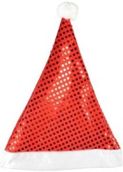 Czapka Mikołaja z cekinami. Czapki dla dzieci Arpex, bez wzorów. Za 19.29 zł.