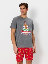 Piżama dwuczęściowa Shrek - szary. Szare piżamy męskie Sinsay, l, bez wzorów, bez ramiączek, krótkie. Za 49.99 zł.
