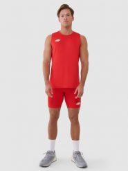4F Legginsy krótkie treningowe męskie - czerwone XS. Czerwone legginsy sportowe męskie 4f, m, bez wzorów, z dzianiny, krótkie, do biegania. Za 109.99 zł.