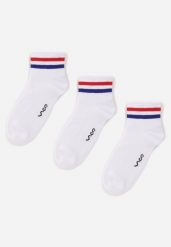 Białe 3-pack Skarpety z Bawełną z Ozdobnymi Paseczkami Khame. Białe skarpety damskie Renee, bez wzorów, z bawełny. Za 29.99 zł.