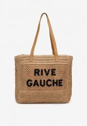 Beżowa Pleciona Torebka Boho z Naszytym Napisem Jusbia. Brązowe torebki do ręki damskie Renee, bez wzorów, z jeansu, boho, bez dodatków. Za 129.99 zł.
