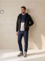 Bluza crewneck z domieszką bawełny - granatowy. Niebieskie bluzy męskie Sinsay, l, bez wzorów, z bawełny, bez kaptura. Za 49.99 zł.