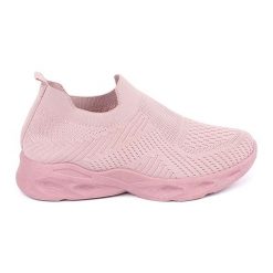 Różowe buty sportowe damskie wsuwane. Czerwone obuwie sportowe damskie bez wzorów, z materiału, trekkingowe. Za 126.76 zł.