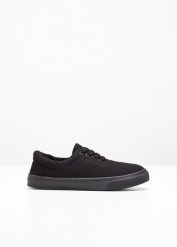 Sneakersy z bawełnianego płótna. Czarne obuwie sportowe damskie bonprix, bez wzorów, z bawełny. Za 69.99 zł.