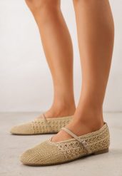 Beżowe Plecione Balerinki VICES z Paskiem z Klamerką i Wycięciem V Nemecea. Brązowe baleriny damskie Born2be, na lato, bez wzorów, z jeansu, boho, bez obcasa. Za 109.99 zł.