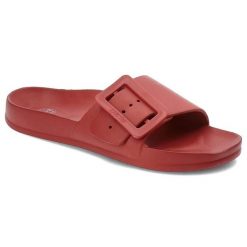 Klapki damskie Big Star, wsuwane basenowe klapki z tworzywa, czerwone, FF274A385. Czerwone klapki damskie Big Star, bez wzorów, eleganckie, bez obcasa. Za 52.00 zł.