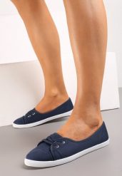 Granatowe Tenisówki Przed Kostkę z Krótkim Sznurowaniem Aviole. Niebieskie trampki i tenisówki damskie Renee, bez wzorów, przed kostkę, bez zapięcia. Za 19.99 zł.